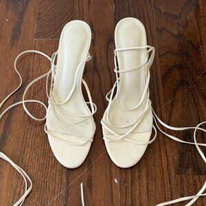 LPA White Strappy Heels, Size 8